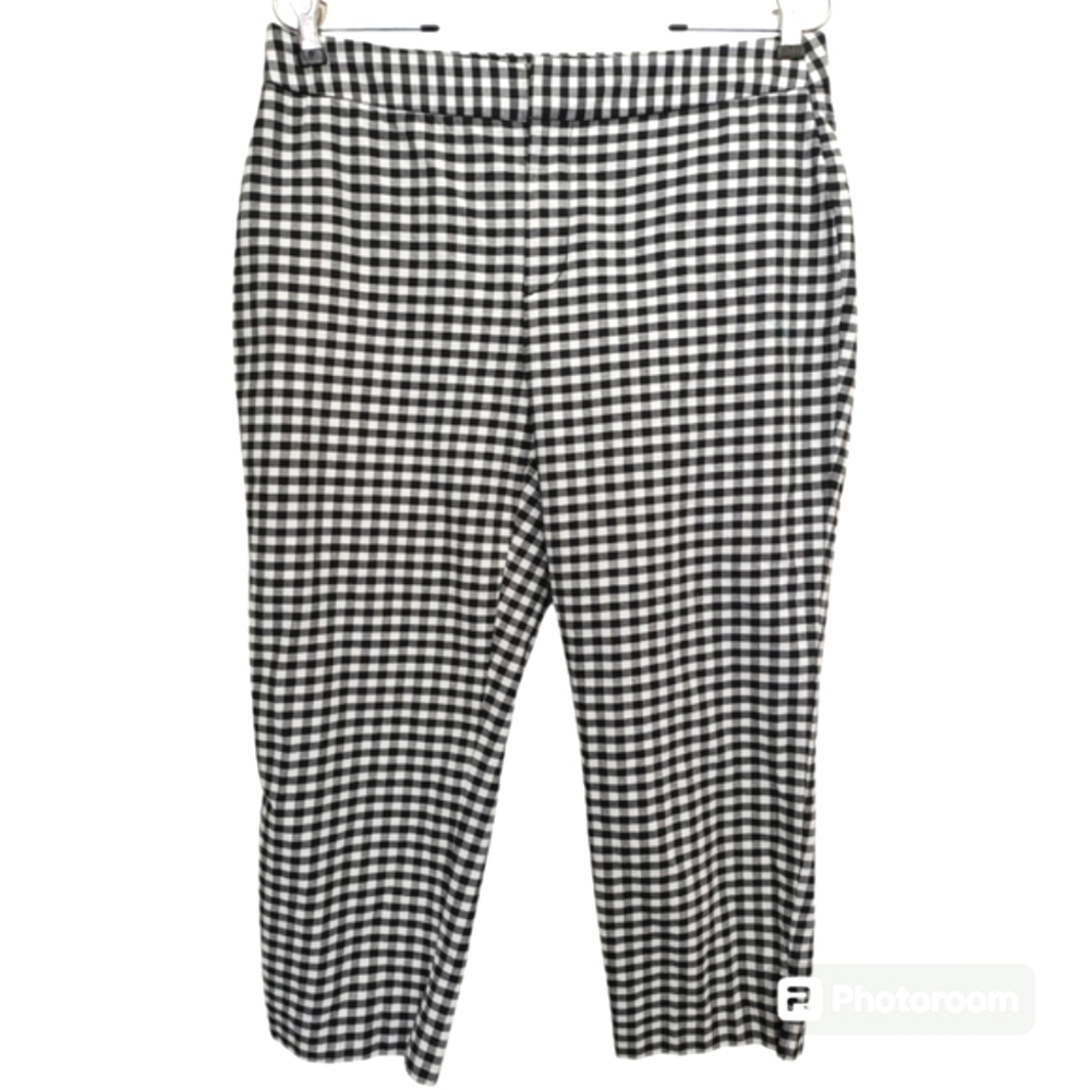 Coldwater Creek Black & White Gingham Check Natural Fit Capri Pants